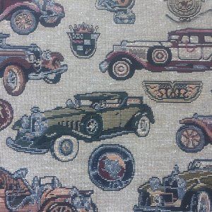 Tapestry fabric. Antique Cars. 3 pcs. 17x12 each